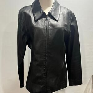Wilsons Vintage Y2K Leather
MAXIMA Jacket Moto Black Lined Pockets Coat‎ Sz Lg